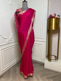 PLAIN BORDER CHINNON FABRIC SAREE