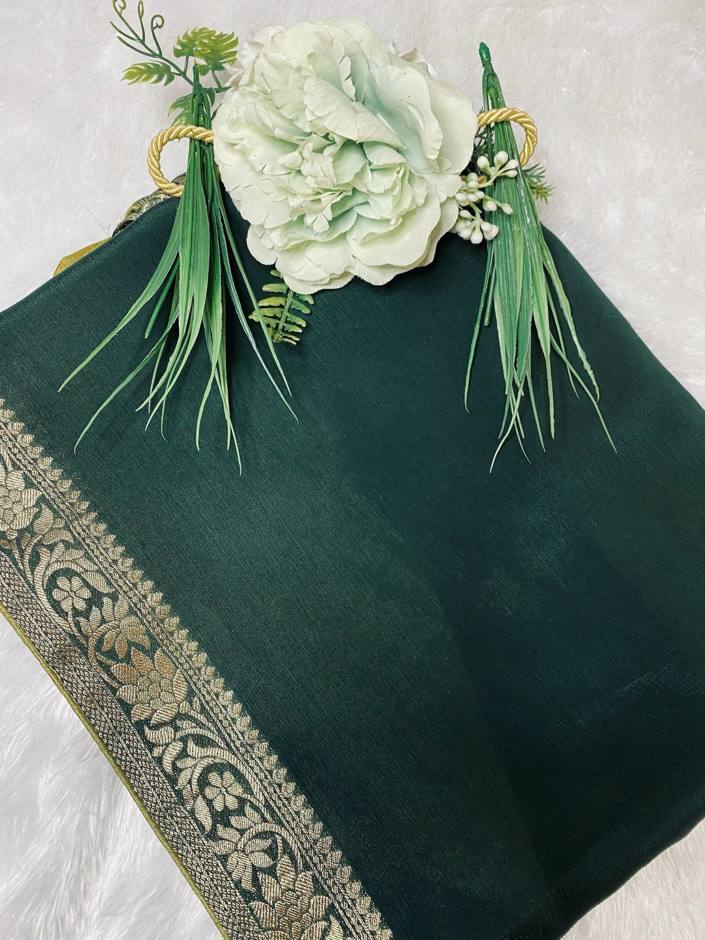 PLAIN BORDER CHINNON FABRIC SAREE