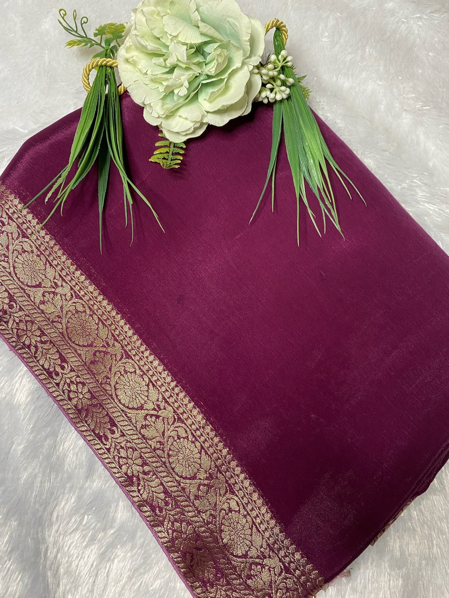 PLAIN BORDER CHINNON FABRIC SAREE