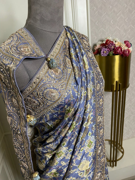 traditonal Patola print with hand work border
