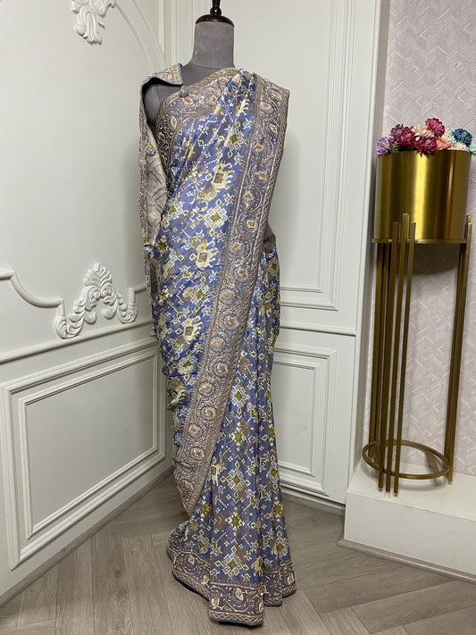 traditonal Patola print with hand work border