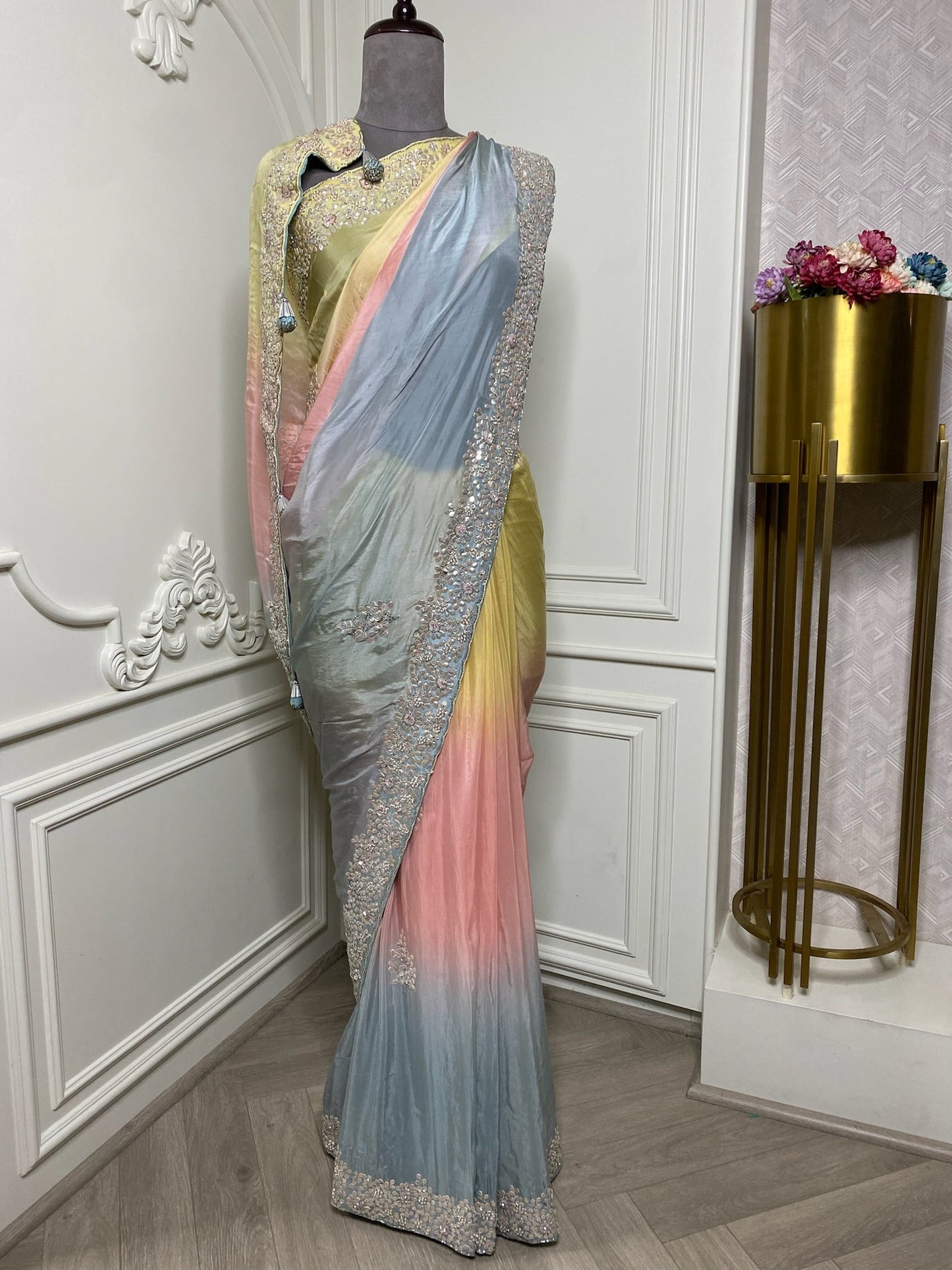Multi color soft organza fabric