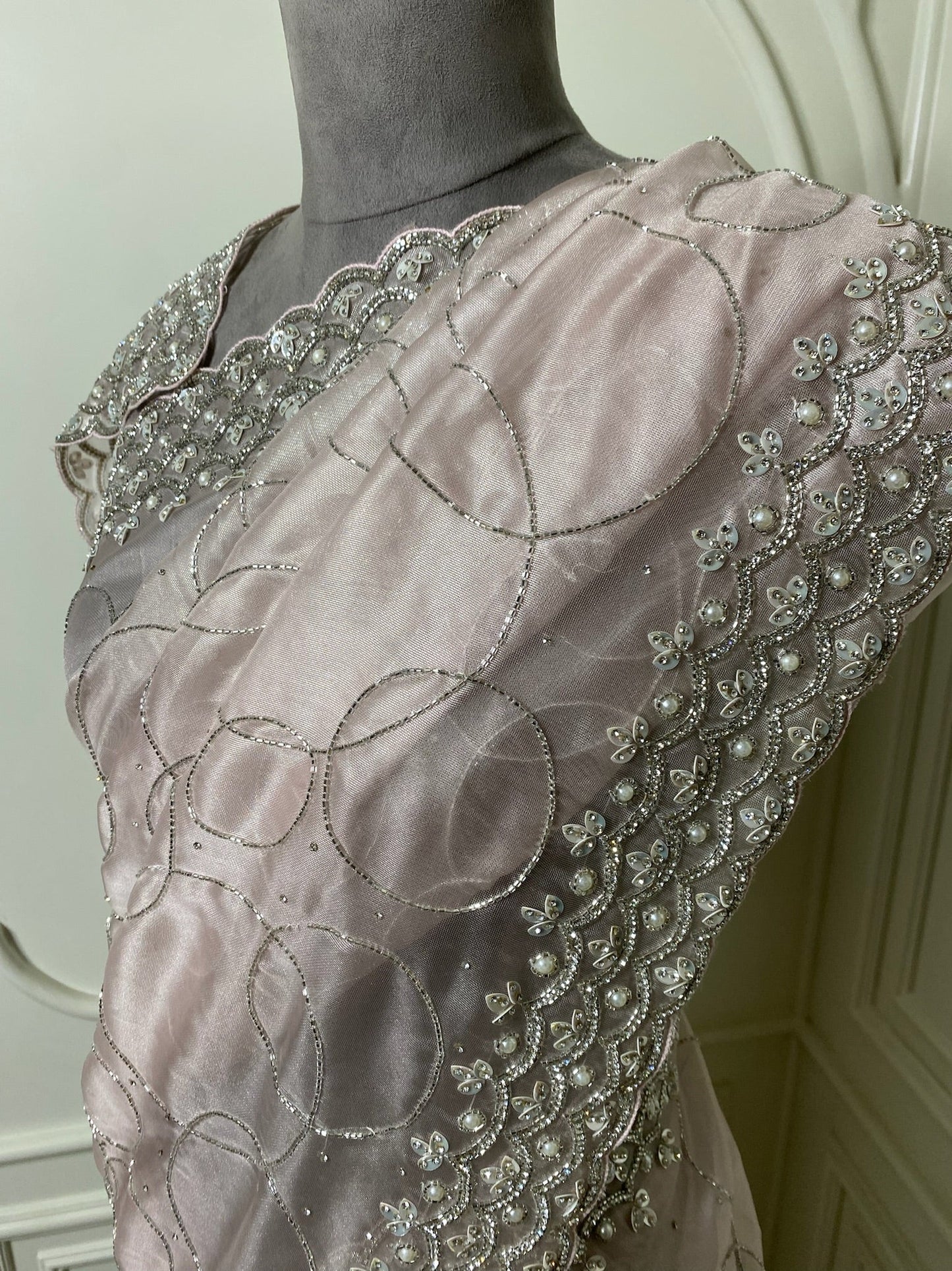 ROSE GOLD HAND WORK ORGANZA SAREE