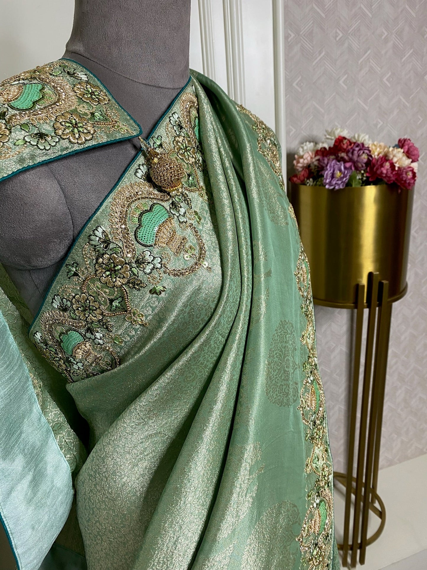 SKY BLUE SAREE WITH HEAVY BORDER