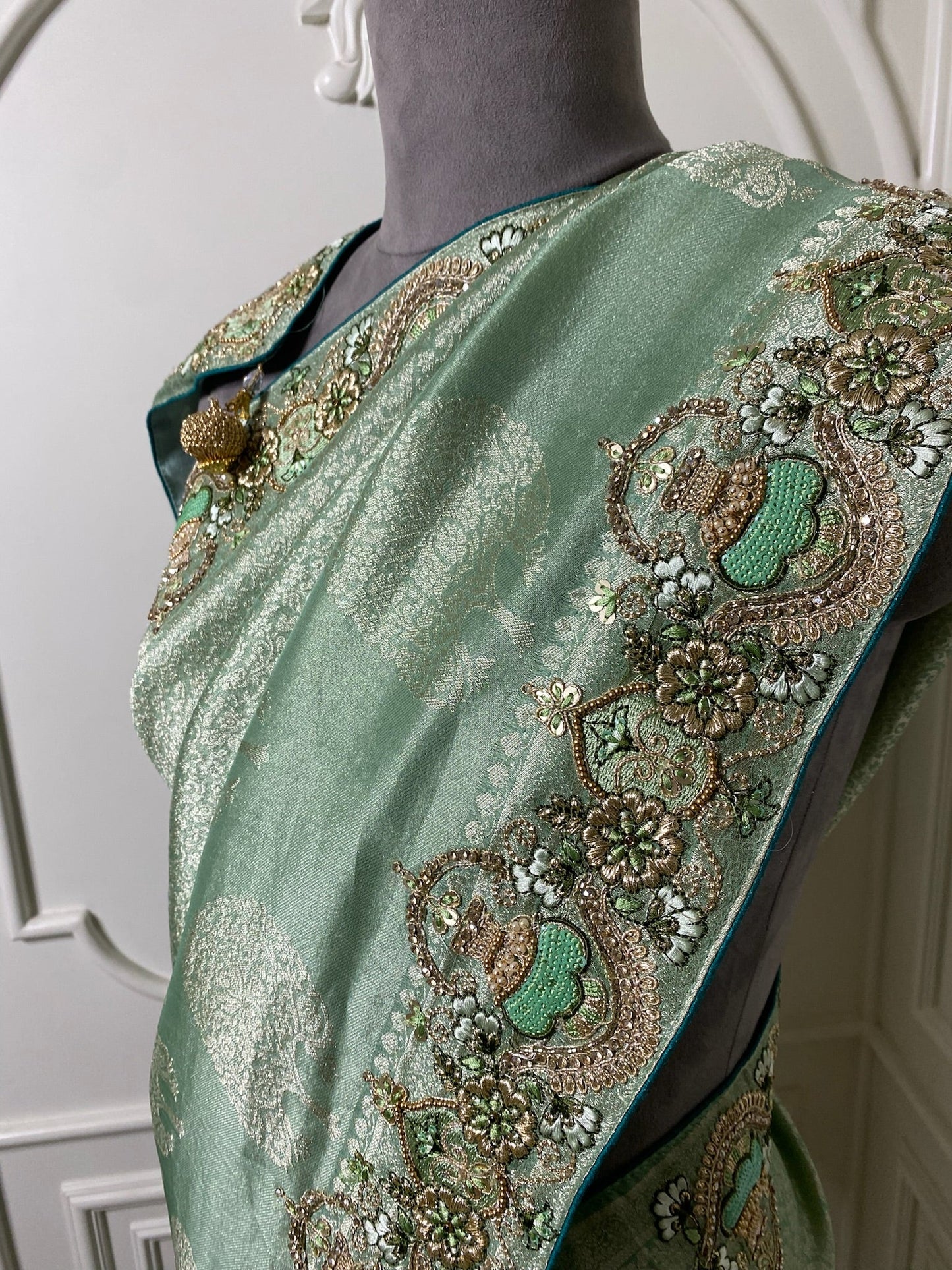 SKY BLUE SAREE WITH HEAVY BORDER