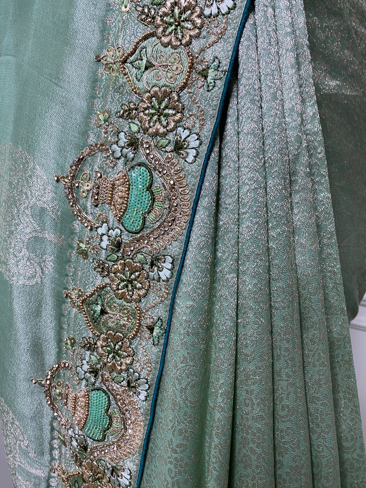 SKY BLUE SAREE WITH HEAVY BORDER