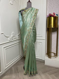 SKY BLUE SAREE WITH HEAVY BORDER