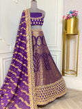 Dark Purple Silk Lehenga
